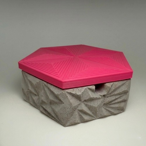 Geometric concrete ashtray - geometric,