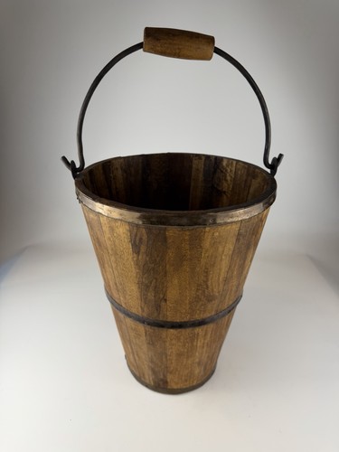 Vintage rustic wooden bucket - vintage,