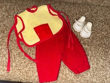 CUTE VINTAGE 60S MICHELE DOLL BY PEDIGREE Clothes Outfit Red Yellow Shoes