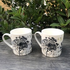 2 Clarissa Hulse Mugs By Bolton Group London With Dandelion Pattern Exc Cond.