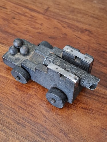 Vintage wooden cannon base - vintage,