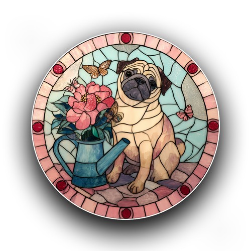 Pug dog floral watering - dog,