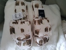 Ladies Next Hamish the Highland Cow Slippers Sliders Size 5/6 Medium