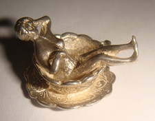 LOVELY VINTAGE STERLING SILVER NAKED LADY IN TEA CUP YOU'RE MY CUP OF TEA CHARM