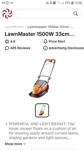 Lawnmaster 1500w 33cm electric - 1500w,