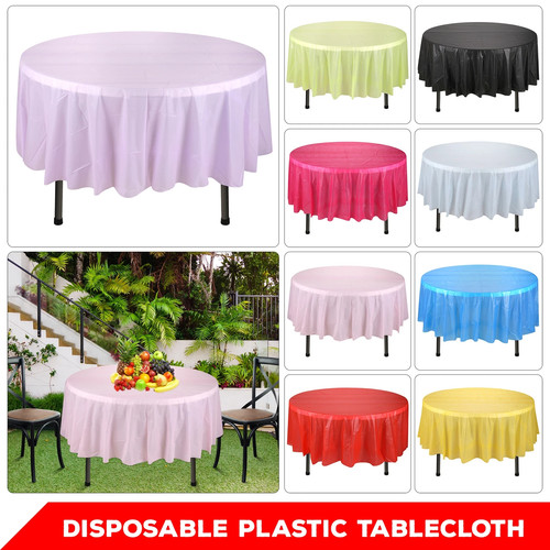Round plastic tablecloth - plastic,