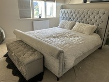Super King Sized Bed Silver