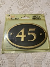 House Number Sign - 45- Solid Cast Brass Number Plate Hand Painted Finish