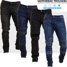 Motorbike Pants Mens Stretch panel Motorcycle  Armour Jeans Protective Lining