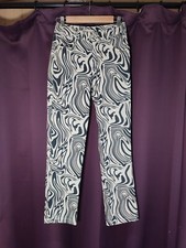 Paloma Wool Kelly Pants Cream & Grey Marble Swirl Print Straight Jeans • 36 8