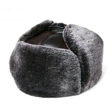 Men Leather Hat Cap Faux Fur