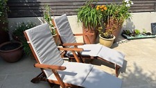 TWO JOHN LEWIS & PARTNERS COVE EUCALYPTUS WOOD GARDEN STEAMER LOUNGER CHAIRS