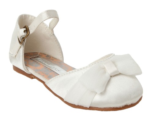 Girls ivory satin wedding - satin,