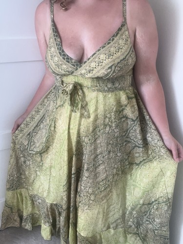 Green boho hippie maxi dress - hippie,