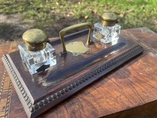 ANTIQUE OAK Military Inkwell