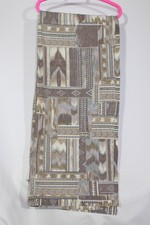 Vintage 80s 90s Curtains W62" H70" Brown Tribal-Geometric Print Aztec