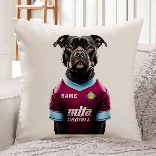 Aston villa staffy - villa, cushion