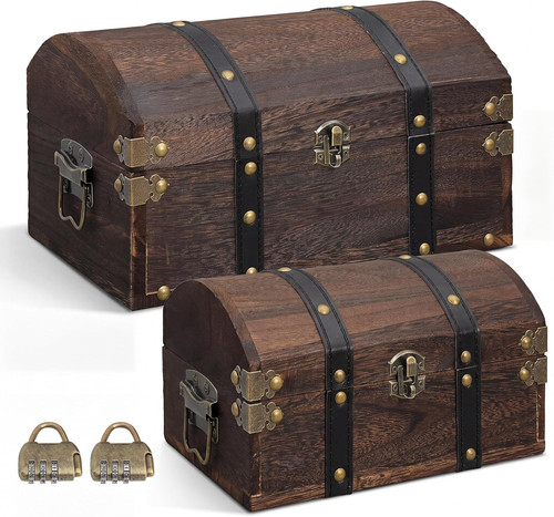 Vintage wooden treasure chest - vintage,
