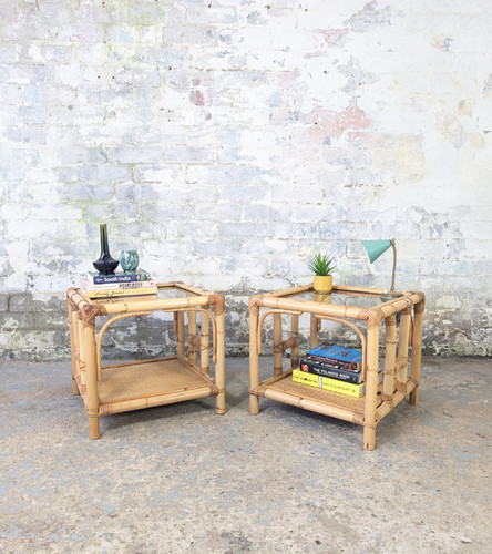 Pair vintage cane bamboo - pair,