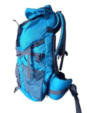Highlander Trekker Rucksack Lightweight 65L Hiking Backpack Blue & Grey