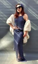 1980's Vintage, 2 Piece Beaded Sequin Top and Skirt, Cocktail Dress, In Size12 
