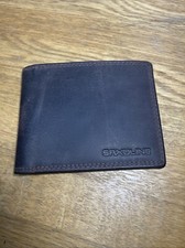 Saxoline men's brown leather bi-fold wallet Slim ID wallet