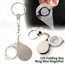10X Mini Magnifier Folding Key Ring Key Chain Magnifying Glass Loupe Portable UK