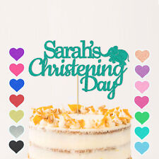 Custom Personalised Christening Glitter Cake Topper Baptism Party Any Name Girl