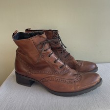 John Lewis Brown Leather Brogue Boots Size 37 UK 4 Lace Up Ankle