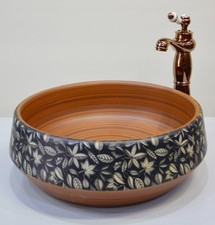 Floral Vintage Bathroom Cloakroom Ceramic Counter Top Basin Sink Washing Bowl