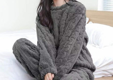 Womens Pyjamas Sets Warm Fleece Loungewear Pjs Winter Fluffy Soft Nightwear