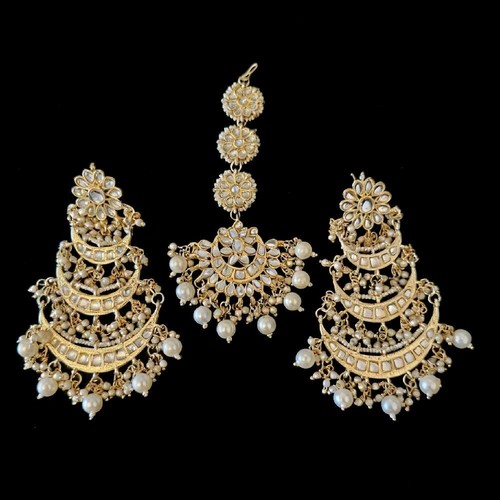 White and gold - tikka, earring