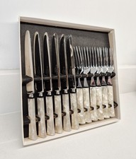 Vintage Pearlcraft 12 Piece Dessert Cutlery Set Thomas Ward Sheffield England