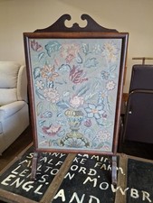 Victorian Mahogany Tapestry Fire Screen Glass Fronted