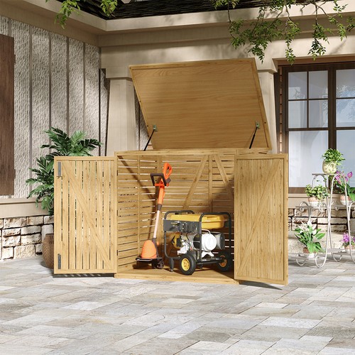 Wooden wheelie bin - wooden,