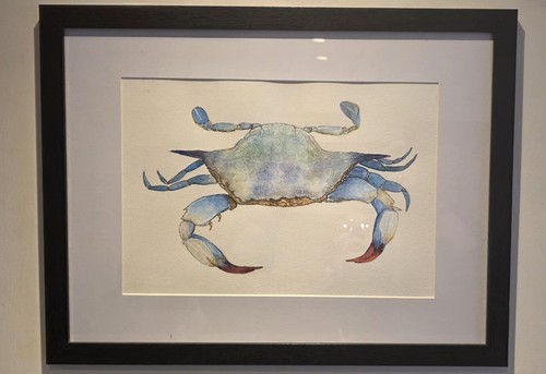 Original watercolor blue crab - watercolor,