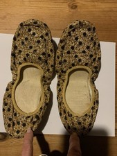 Original 70s Gold With Black Dot Slippers In Case Size 4/ 38