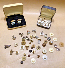 Collection of About 40 Vintage Collar or Shirt Studs, Cufflinks, etc
