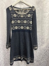 Pre Loved Ladies FAT FACE Blue Knitted Dress, Fair isle Print size 12 - CG W14