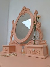 Apricot Coral Ornate Dressing Table Toulouse Painted Upcycled