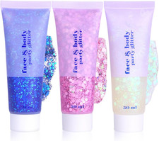 3 Pcs Face Glitter, 50Ml Hair