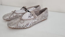 ZARA Women’s Silver Sparkly Sequin Ballet Flat Shoes NEW uk 8