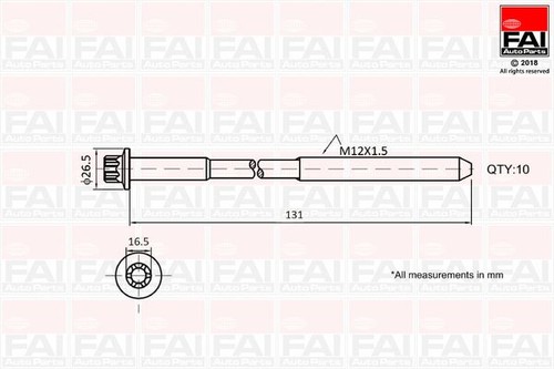 Fai b896 cylinder head - b896, bolt