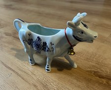 Delft Blue and white porcelain Cow Milk Creamer with bell in original box