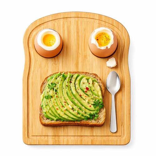 Wooden breakfast board toast - breakfast,
