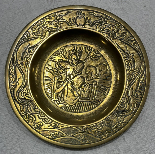 Chinese brass charger - chinese, brass/charger.