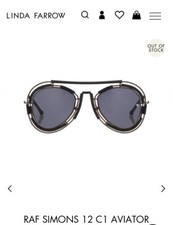 RAF SIMONS x Linda Farrow 2009 Aviator Tear-drop Black Steampunk Metal Frame NEW
