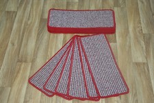 14 Striped Carpet Stair Case Treads Stain Free Red Stripe Pad Large Pads