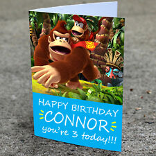 Donkey Kong Birthday Card -Professionally printed and personalised to your needs