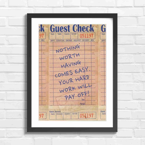 Motivational guest check says - motivational,